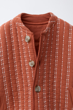 ZARA КУРТКА С ВЫШИВКОЙ, ЧЕРЕПИЧНЫЙ