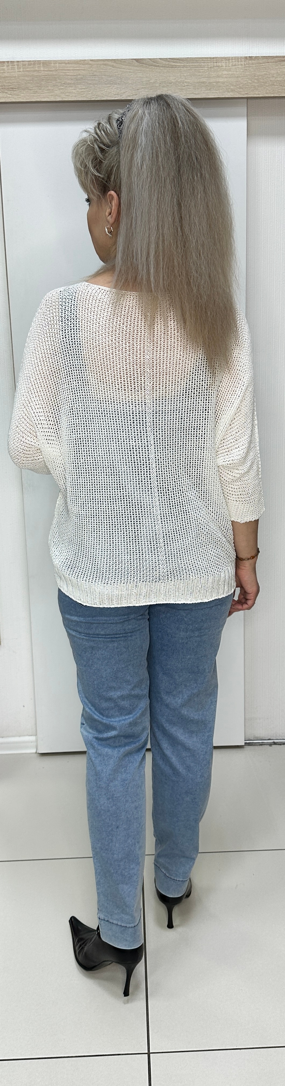 Белый итальянский блузон-сетка