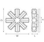 380683 Светильник DITO 8х1W LED 880LM G ЧЕРНЫЙ/ЗОЛОТО 4000K