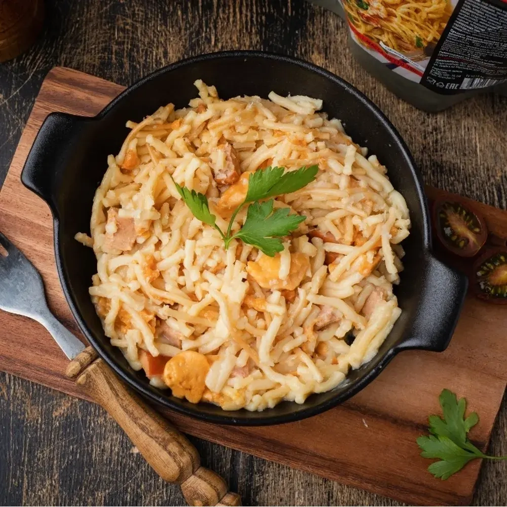 Готовое блюдо "Паста Карбонара с сыром и беконом" (Кронидов)