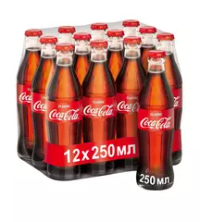 Газированный напиток Coca-Cola Classic, стекло, 0.25 л.12шт. в упаковке.Иран.