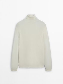 Massimo Dutti Свитер из смесовой шерсти, натуральный, кремовый