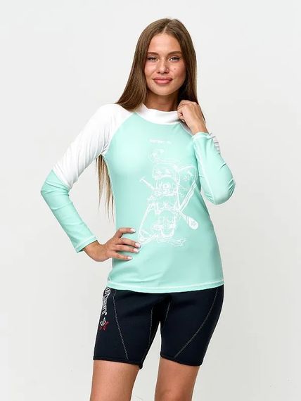 Футболка рашгард лонгслив Sargan Скелетон-Сап UPF 50+ женская бирюзовый/белый