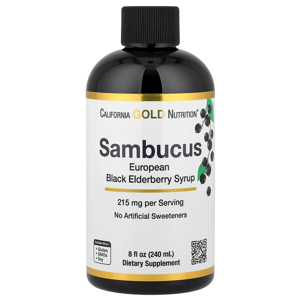 California Gold Nutrition, Sambucus, сироп из бузины для взрослых, 240 мл (8 жидк. унций)