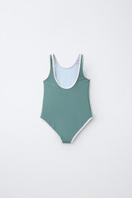 ZARA КУПАЛЬНИК С КОНТРАСТНОЙ ОТДЕЛКОЙ, ЗЕЛЕНОВАТО-СИНИЙ