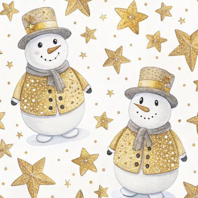 Снеговики в золотом и звёздочки