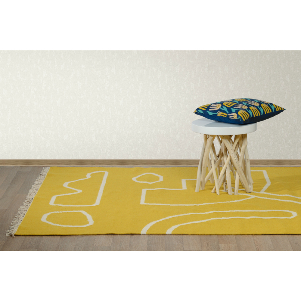 Ковер ручной работы из шерсти и хлопка poetry and steps горчичного цвета, 160х230 см