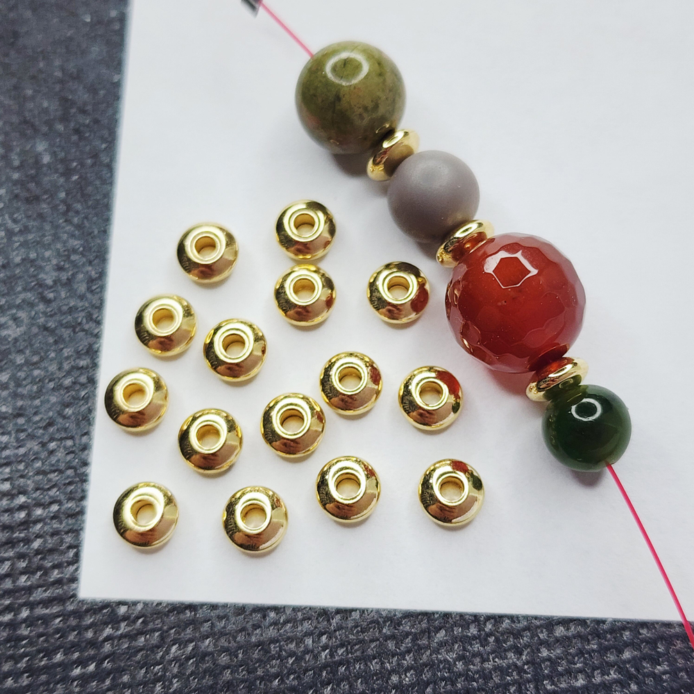 Бусина разделитель, сталь, позолота, золотая проставка, рондель, р-р 6×3мм