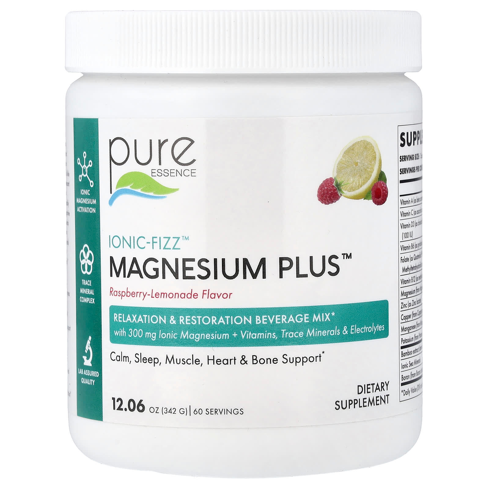 Pure Essence, lonic-Fizz™, Magnesium Plus™, малиновый лимонад, 342 г (12,06 унции)