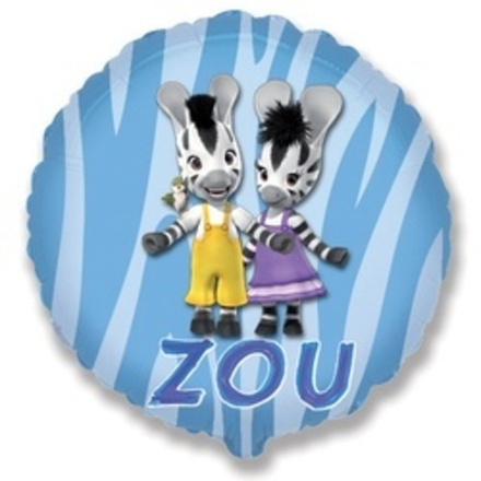 Шар (18"/46 см) Круг, Зебры, Голубой