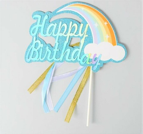 Топпер С Днем Рождения РАДУГА голубой
