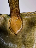Женская премиальная горчично-оливковая сумка из натуральной кожи "Венеция"