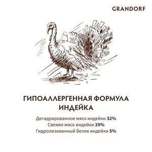 Сухой корм Grandorf CAT Turkey STERILISED для стерилизованных кошек, индейка