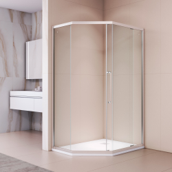 Душевой уголок стекло 6 мм, пятиугольный, форма трапеция, раздвижная дверь, RGW PA-86 (Прозрачное, 1000x1200)