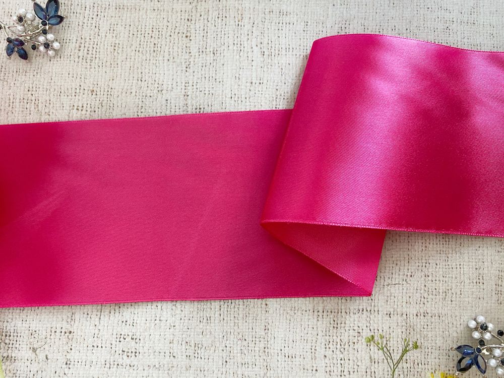 Лента атласная, ш. 10 см, фуксия