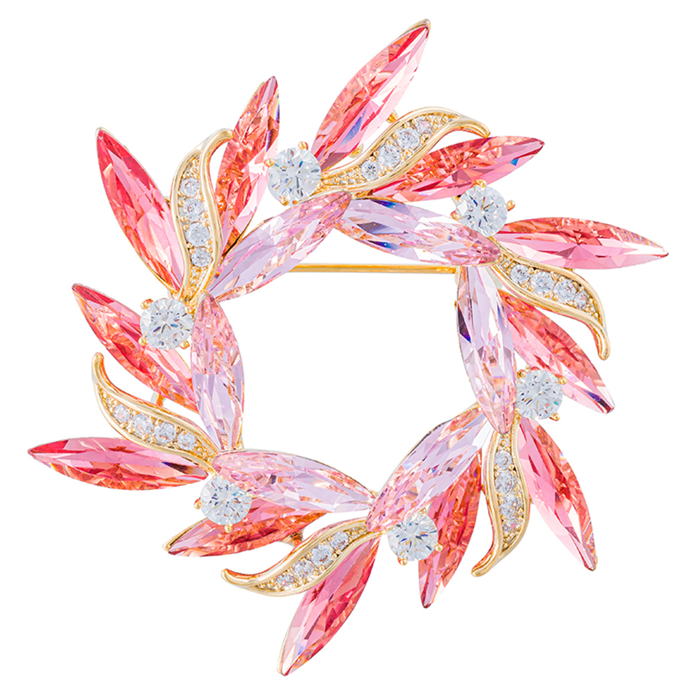 Брошь Fiore Luna ВЕНЕЦ Zircon Crystal XR14425 R/G