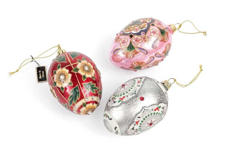 Набор из трех коллекционных ёлочных украшений в стиле Фаберже
