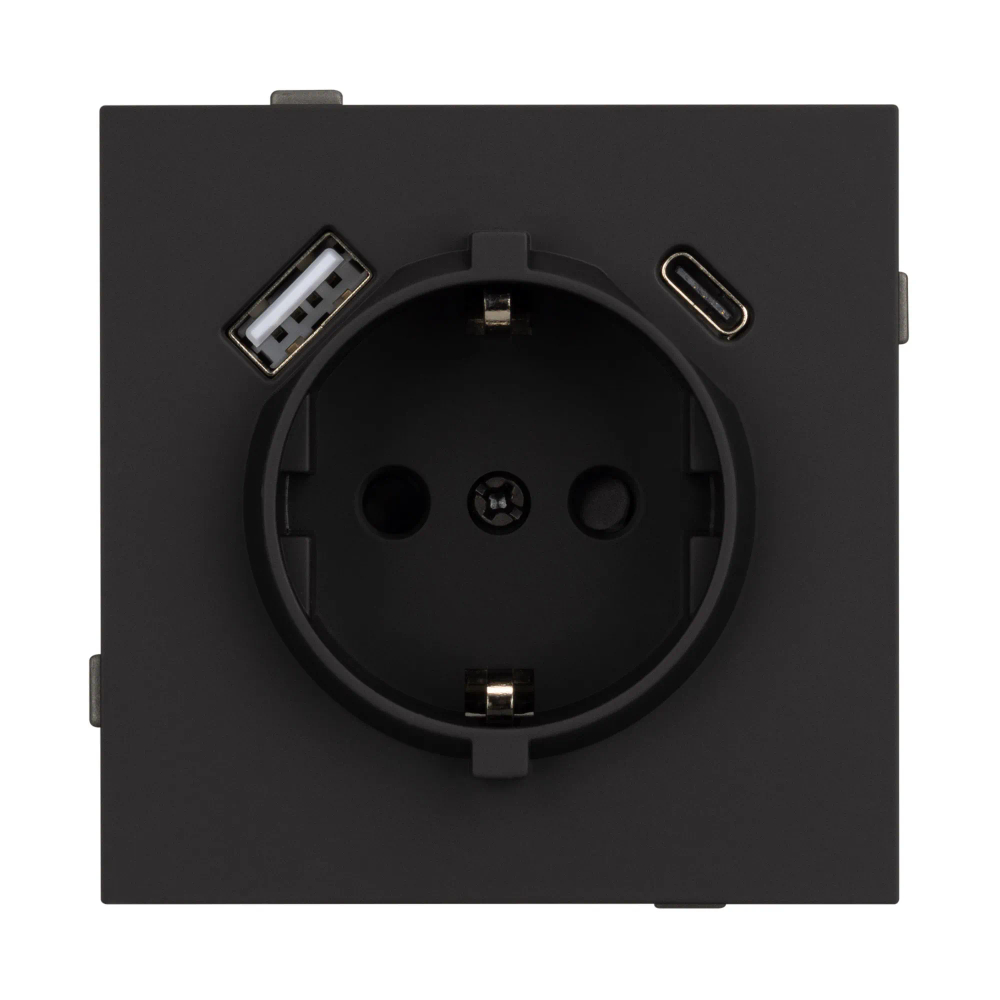 Механизм розетки с USB зарядкой SCT-TENDO-MUAC-SFPL-BK (230V, 16A) (Arlight, -) 054607
