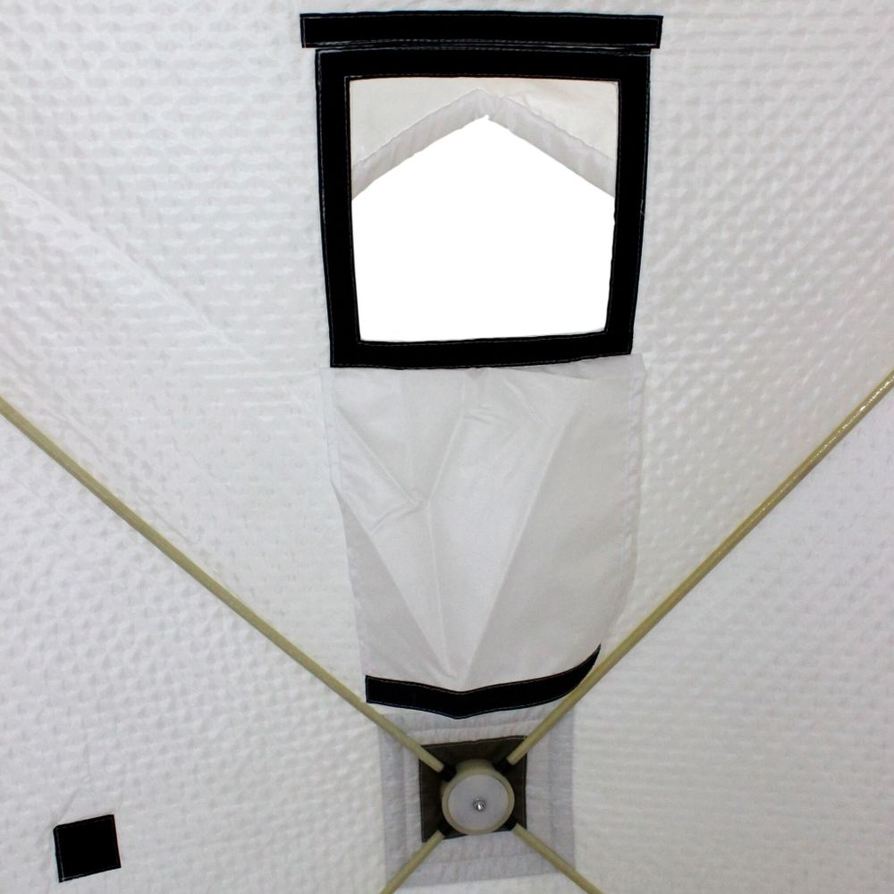 Палатка зимняя СЛЕДОПЫТ Premium 5 стен, 2,8х2,9м, h-2,05м, S по полу 5,6 кв.м, 3 слоя, цв. бел/олива