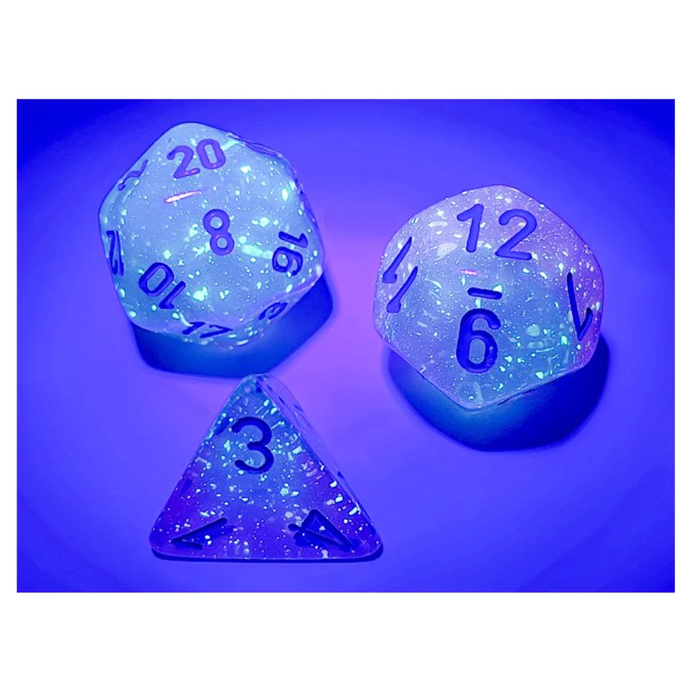 Chessex 7-dice set Gemini Gel Green-Pink/Blue Luminary