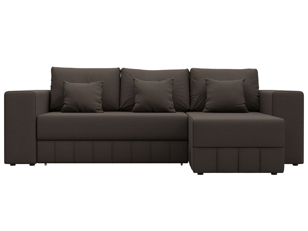 Диван угловой Лига-076 угол универсальный РОГОЖКА Амур 05 коричневый