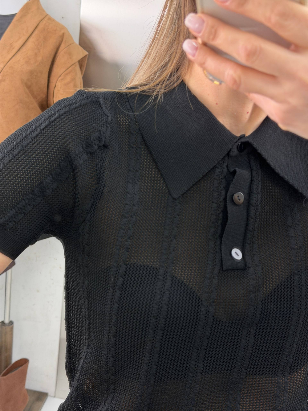 Футболка-поло женская арт. 0201 цвет "Чёрный"