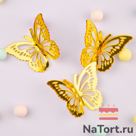 Бабочки из акрила для декора, золотые, 50 шт