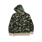 A Bathing Ape Marbling Camo Shark Relaxed Fit Full Zip Худи зеленый