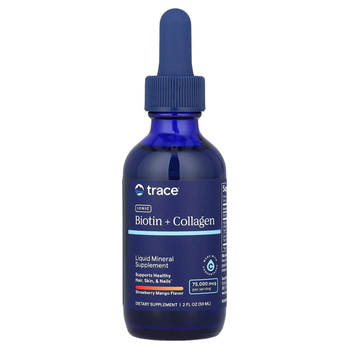 Trace, Ionic Biotin + Collagen, клубника и манго, 75000 мкг, 59 мл (2 жидк. унц.)