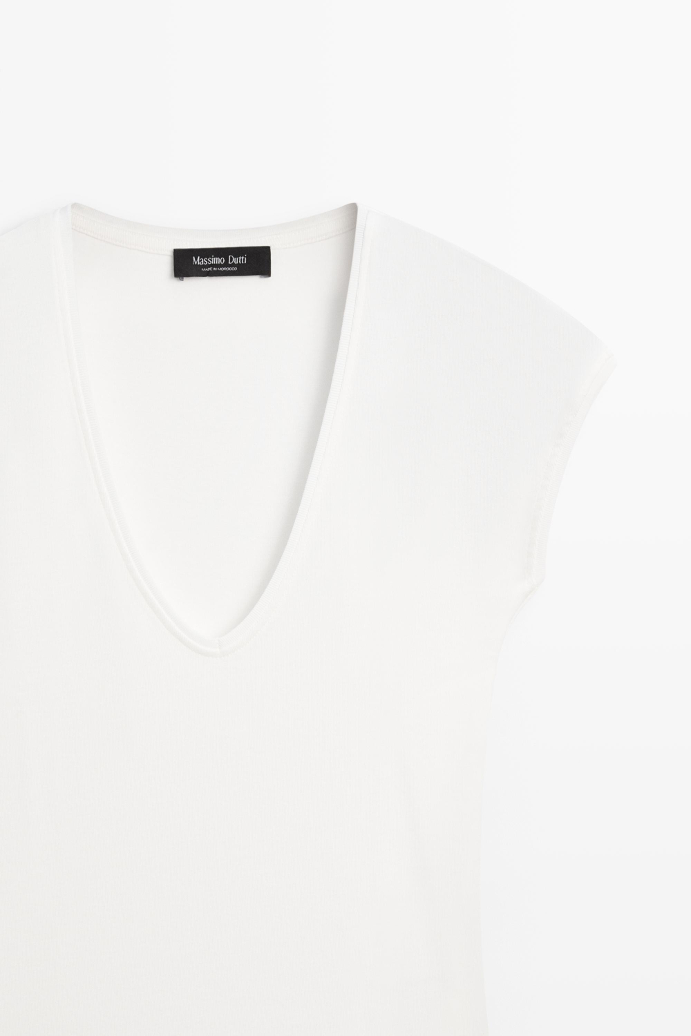 Massimo Dutti Футболка с V-образным вырезом, белый