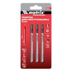 Полотна для электро лобзика по дереву, 3 шт, T244D, 75 x 4 мм, HCS Matrix Professional, 78215