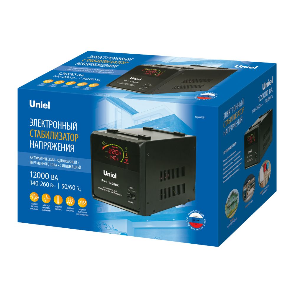 RS-1 12000X Стабилизатор напряжения серии Reliability. 12000ВА. Релейный. однофазный. Напольный. TM Uniel
