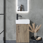 Тумба подвесная под раковину Sancos Mini, левая, дуб чарльстон 355х205х500