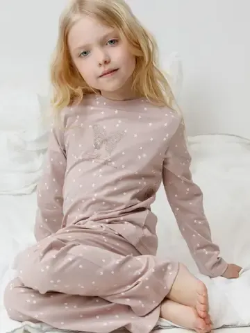 пижама  для девочки  К 1639/кофейный,цветочные снежинки