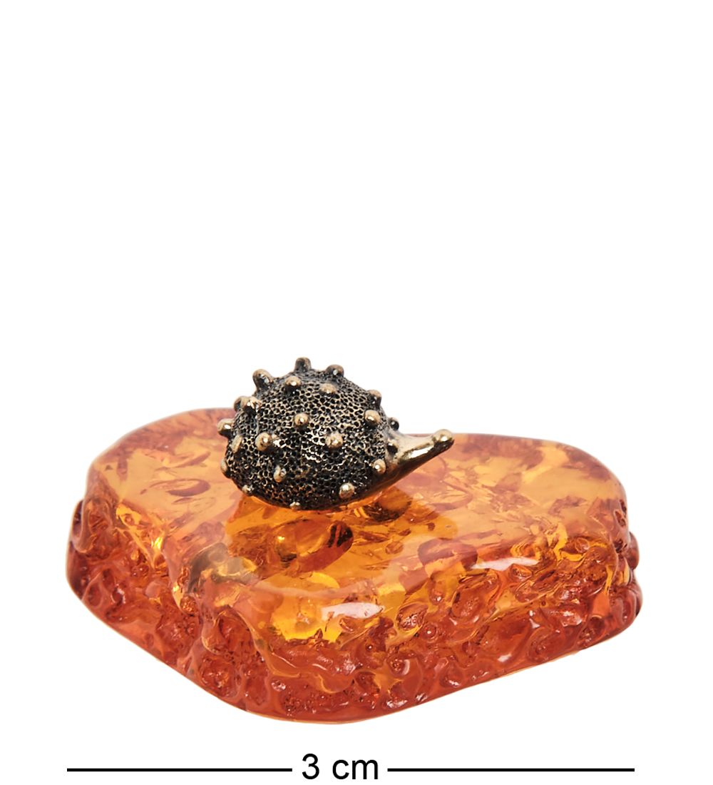 Народные промыслы AM- 282 Фигурка «Ежик на подставке» мал. (латунь, янтарь)
