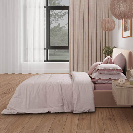 Постельное белье 2 спальное евро макси Sharmes Rustic розовая полоса
