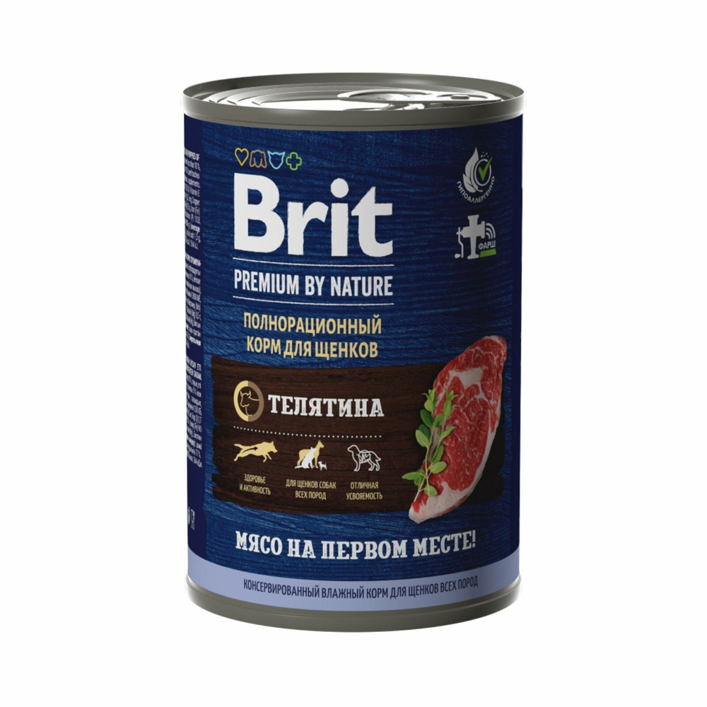 Brit premium by nature консервы с говядиной для взрослых собак, 410гр