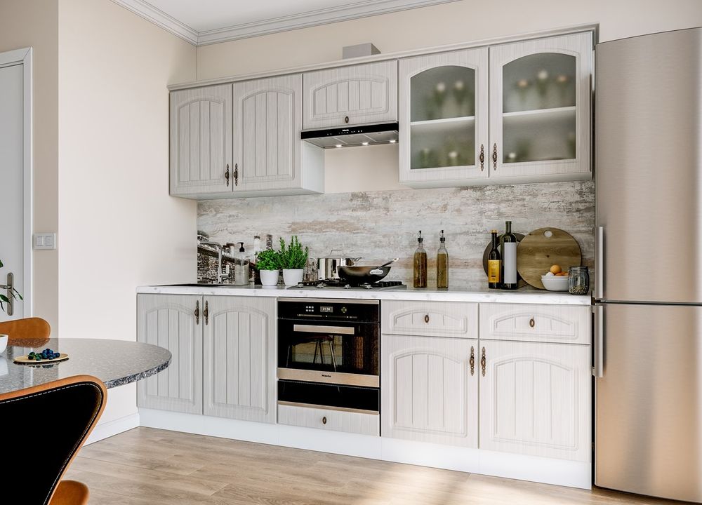 Модульный кухонный гарнитур «Монако» 2200 (сандал), ЛДСП/МДФ, ДСВ Мебель