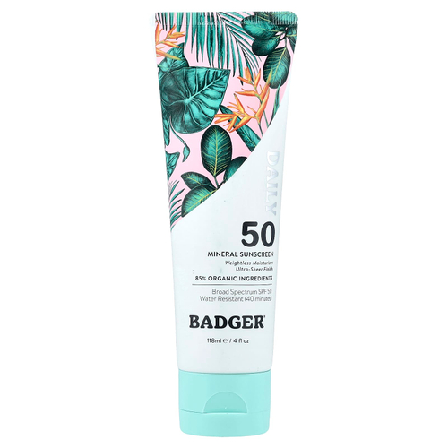 Badger, солнцезащитное средство с минералами для ежедневного использования, SPF 50, 118 мл (4 жидк. унции)