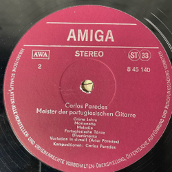 Винтажная виниловая пластинка LP Carlos Paredes Meister Der Portugiesischen Gitarre Мастер Португальской Гитары (ГДР 1977)