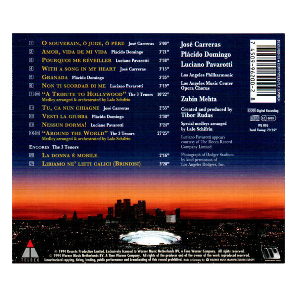 Jose Carreras, Placido Domingo, Luciano Pavarotti,  Los Angeles Philharmonic, Zubin Mehta / The 3 Tenors In Concert 1994 (CD)