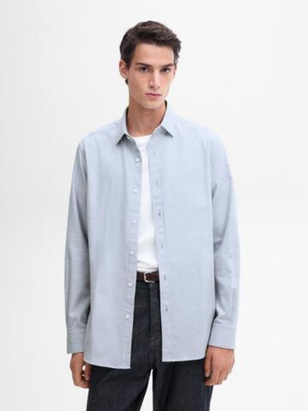 Massimo Dutti Хлопковая рубашка, голубой