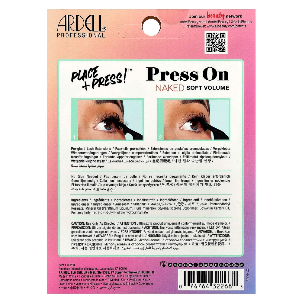 Ardell, Press On, предварительно приклеенные нижние ресницы, мягкий объем без слоя, 30 предварительно приклеенных кластеров и аппликатор