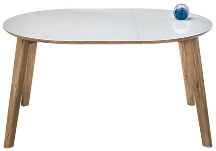 Стол стеклянный Woodville Семвэлл белый, дуб монтана