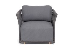 "Лугано" кресло плетеное из роупа, каркас алюминий темно-серый (RAL7024) муар, роуп темно-серый круглый, ткань темно-серая YB25-0027