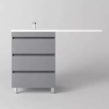 Тумба напольная "Даллас ЛЕОН 120" (3 ящ.) Люкс серая, PLUS (левый)