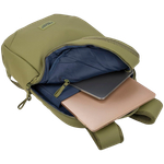 The Laser backpack for 15.6" laptops and 16" MacBooks, made from water-resistant resin-coated fabric obtained from recycled plastic, features a compact design and excellent pocket organization.