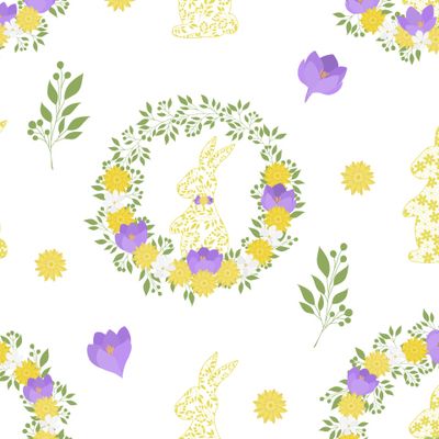 Кролики силуэты и цветочный декор
