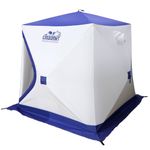 Палатка зимняя куб СЛЕДОПЫТ, 1,9х1,9,  h-2,05 м, S по полу 3,6 кв.м, 3 слоя, цв. синий/белый