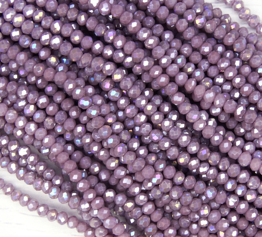 БН023ДС23 Хрустальные бусины "рондель", цвет: светло-фиолетовый AB непр., 2х3 мм, 95-100 шт.